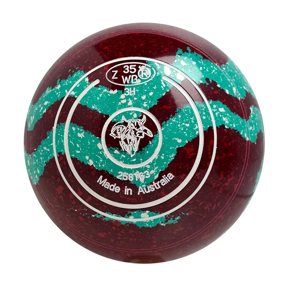 Aero Dynamic Lawn Bowls 3 Heavy Non-Gripped Maroon Red/Tiffany Swirl - 258763 Aero Bowls