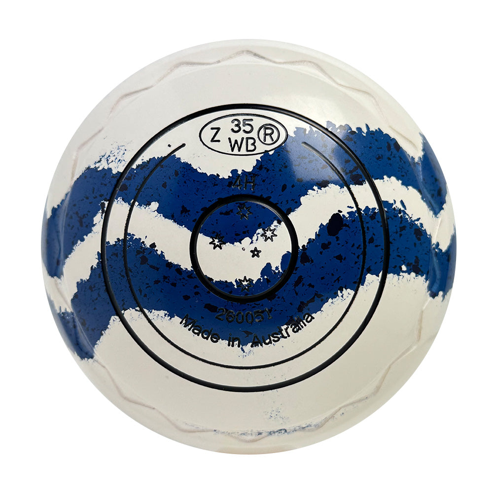 Aero Optima Lawn Bowls 4 Heavy Z-Scoop White/Ocean Swirl - 260051
