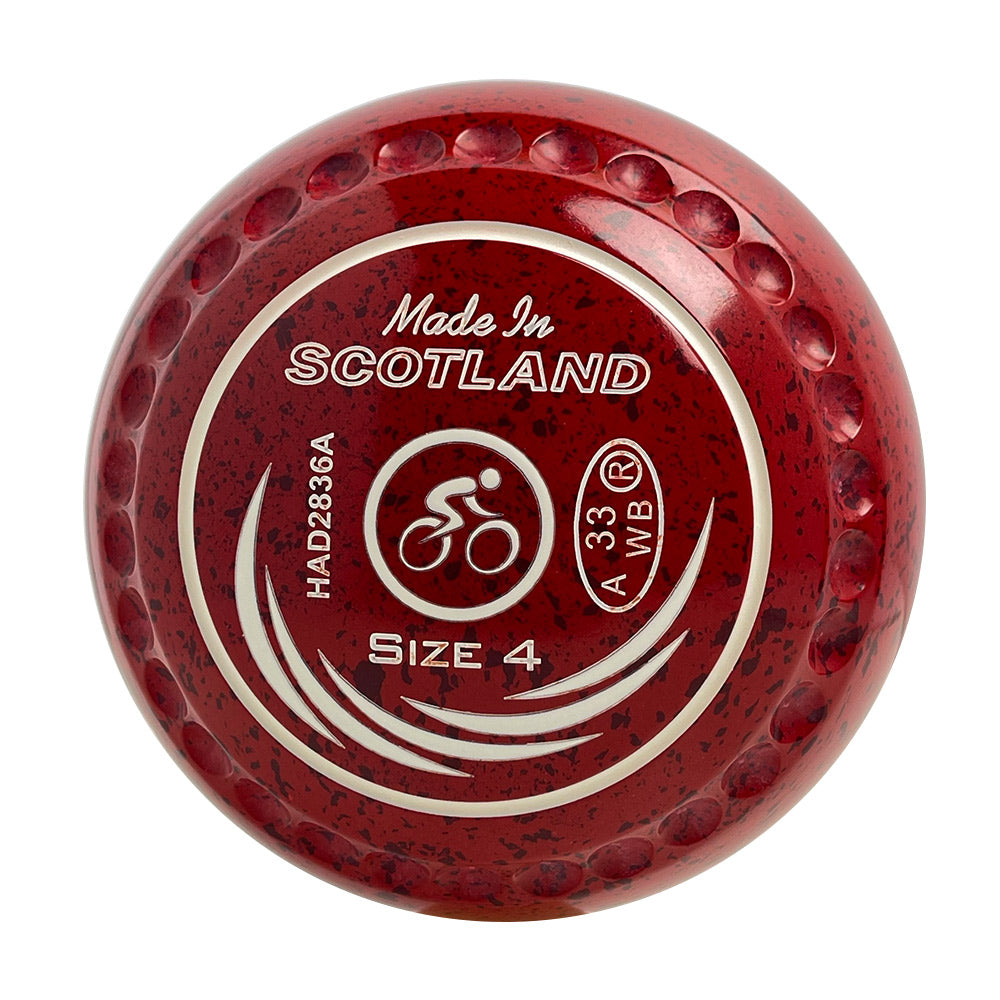 Taylor SRV Lawn Bowls Size 4 Heavy Gripped Red/Maroon HAD2836A