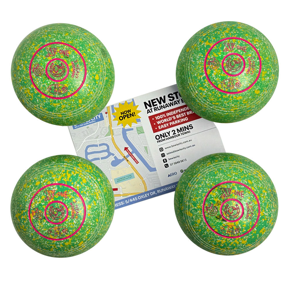 Greenmaster (Pre-Owned) XV-One Lawn Bowls Size 3 Heavy Non-Gripped - Lime Speckle
