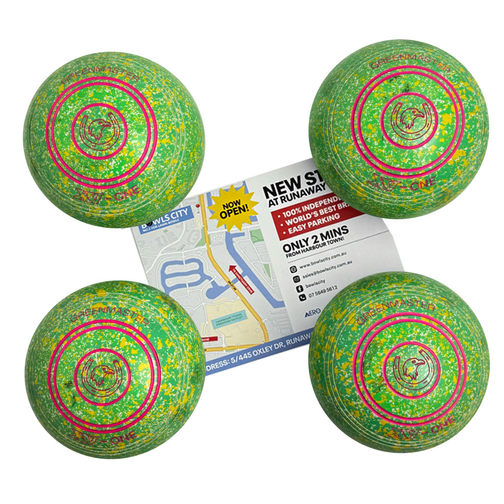 Greenmaster (Pre-Owned) XV-One Lawn Bowls Size 3 Heavy Non-Gripped - Lime Speckle