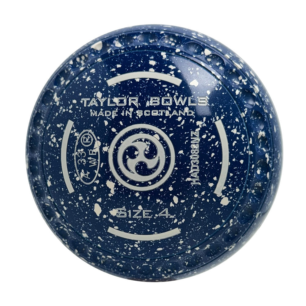 Taylor SR Lawn Bowls Size 4 Heavy Gripped Blue/White - HAD3082NZ