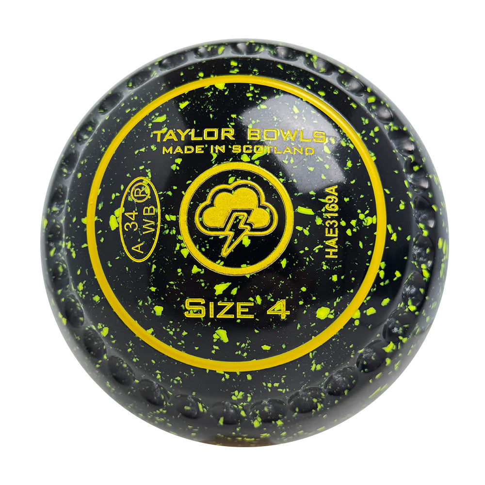 Taylor GTR Lawn Bowls Size 4 Heavy Gripped Black/Lemon - HAE3169A