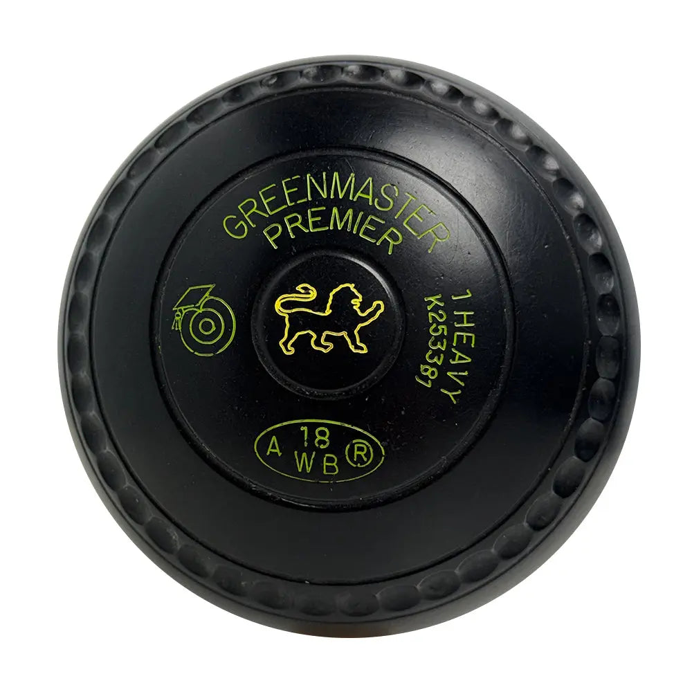 Greenmaster (Pre-Owned) Premier Lawn Bowls Size 1 Heavy Gripped - Black - K253381 Greenmaster