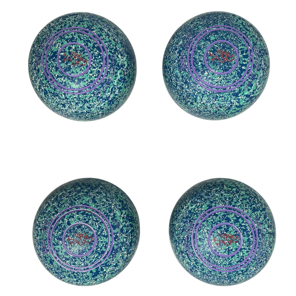 Greenmaster (Pre-Owned) XV-One Lawn Bowls Size 4 Heavy Gripped - Blue/Lime/White - N340111 Greenmaster