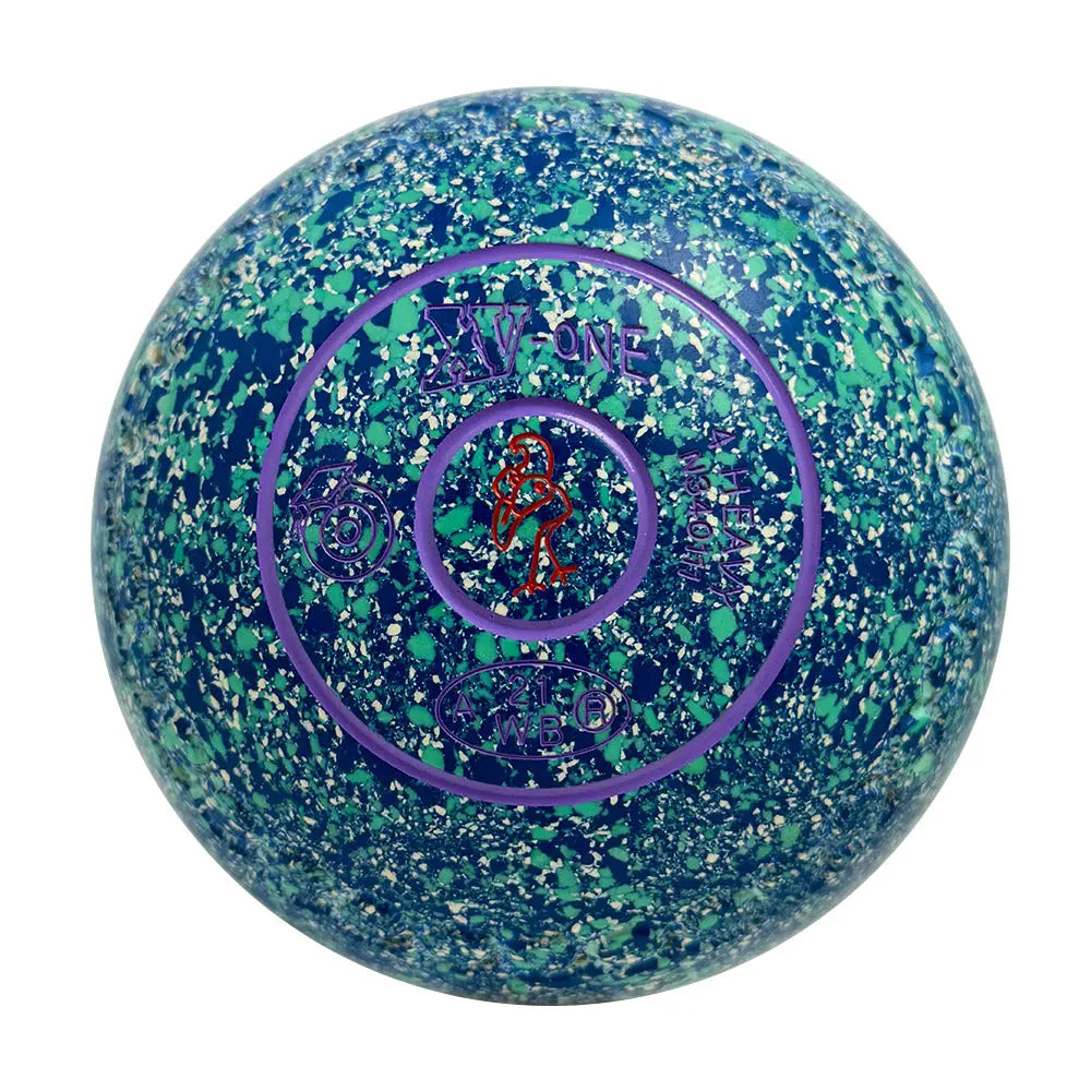 Greenmaster (Pre-Owned) XV-One Lawn Bowls Size 4 Heavy Gripped - Blue/Lime/White - N340111 Greenmaster