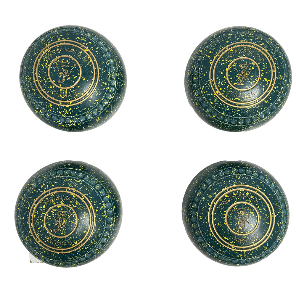 Greenmaster (Pre-Owned) Premier Lawn Bowls Size 3 Heavy Gripped - Green/Yellow K263847