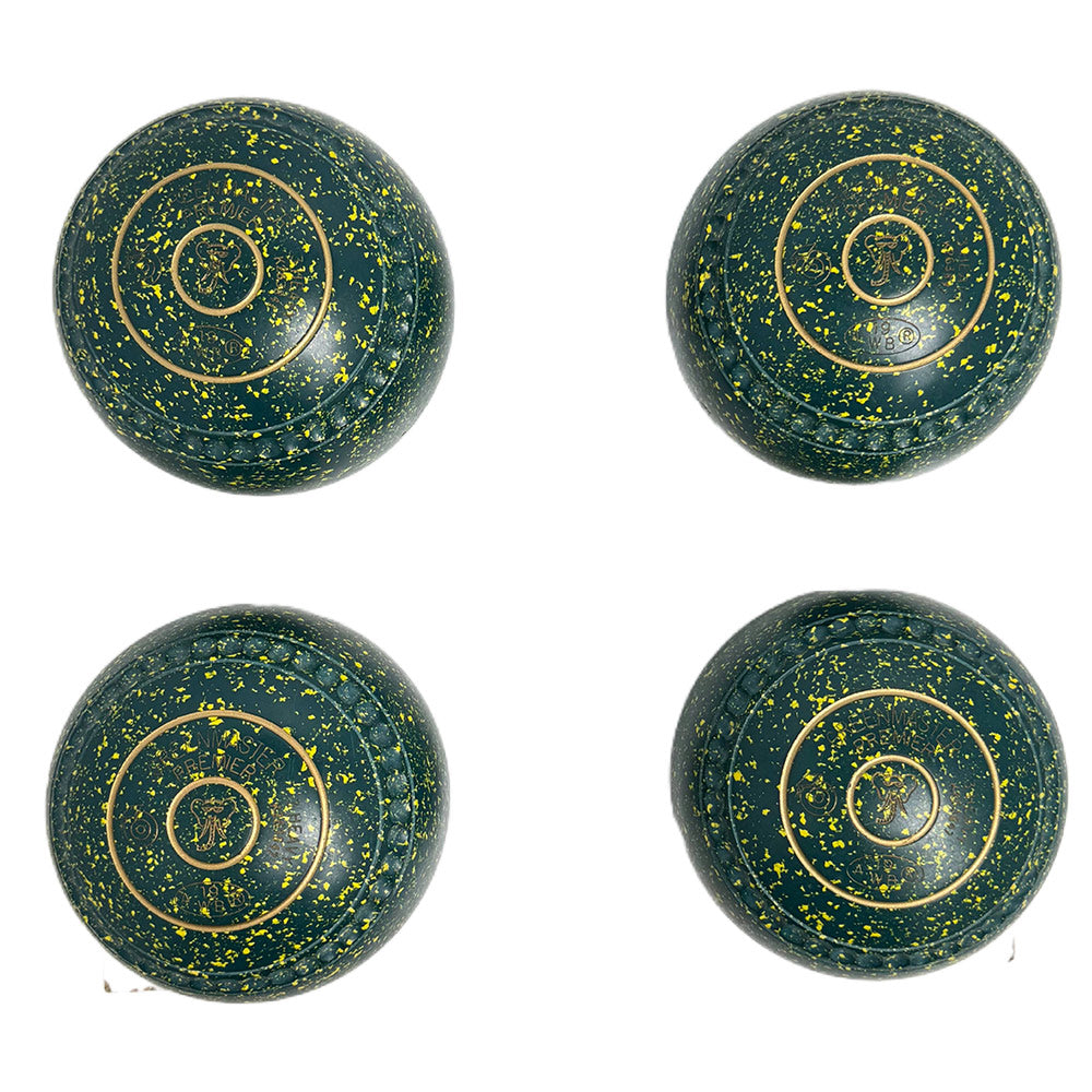 Greenmaster (Pre-Owned) Premier Lawn Bowls Size 3 Heavy Gripped - Green/Yellow K263847