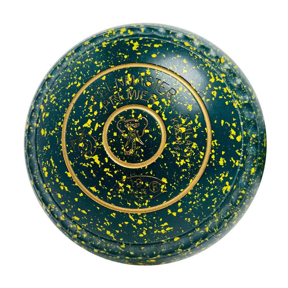 Greenmaster (Pre-Owned) Premier Lawn Bowls Size 3 Heavy Gripped - Green/Yellow K263847