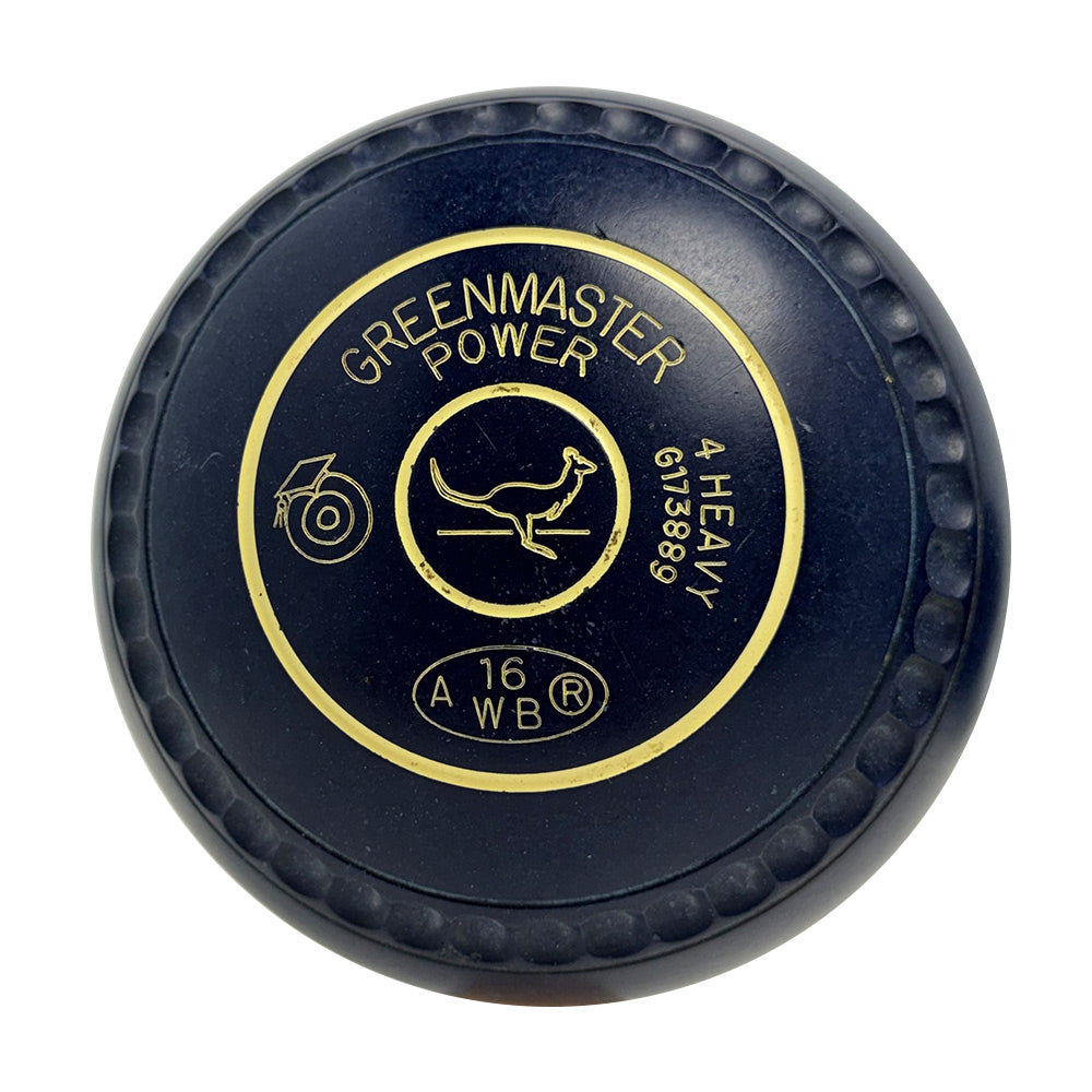 Greenmaster (Pre-Owned) The Power Lawn Bowls Size 4 Heavy Gripped Dark Blue -G173889