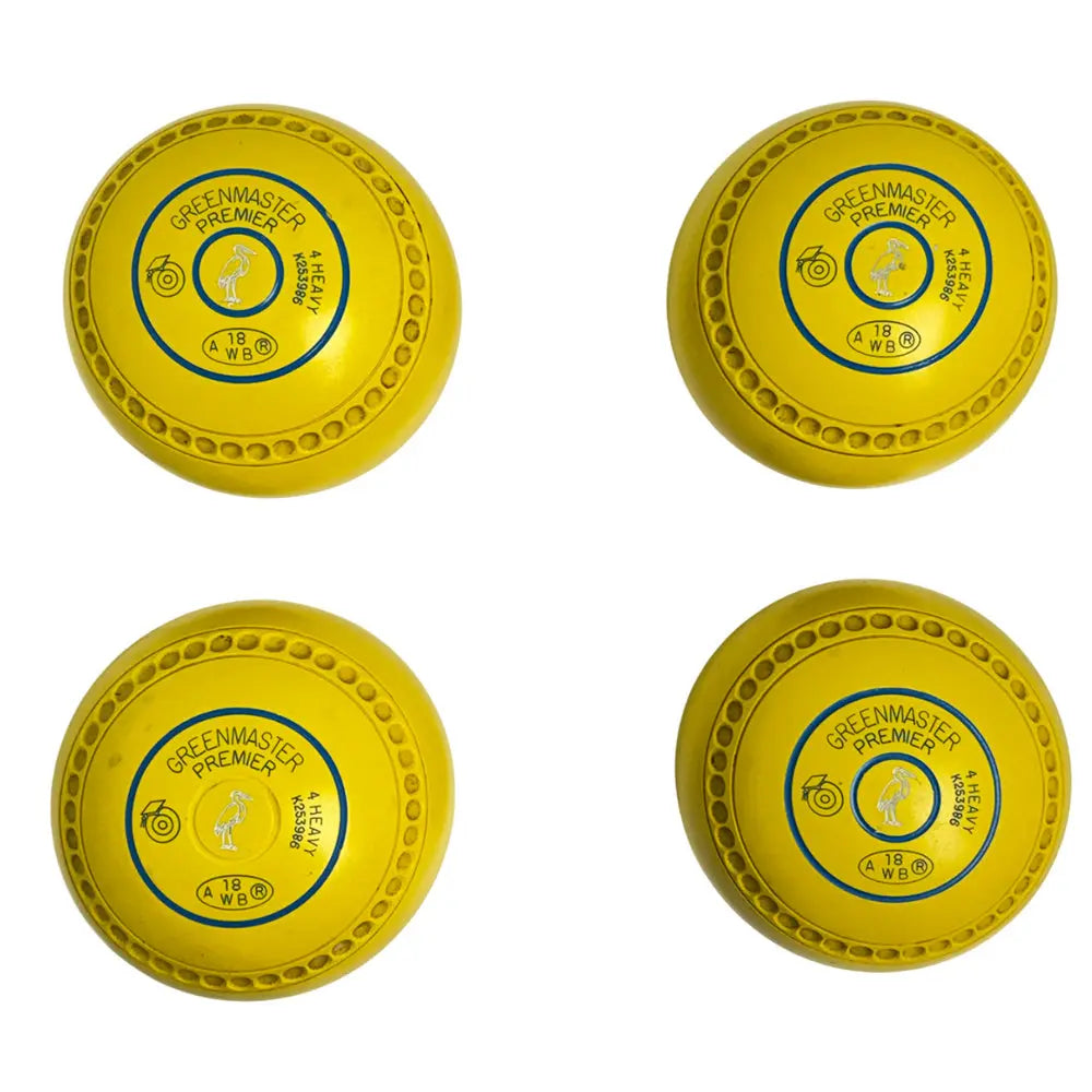 Greenmaster (Pre-Owned) Premier Lawn Bowls Size 4 Heavy Gripped - Yellow -K253986 Greenmaster