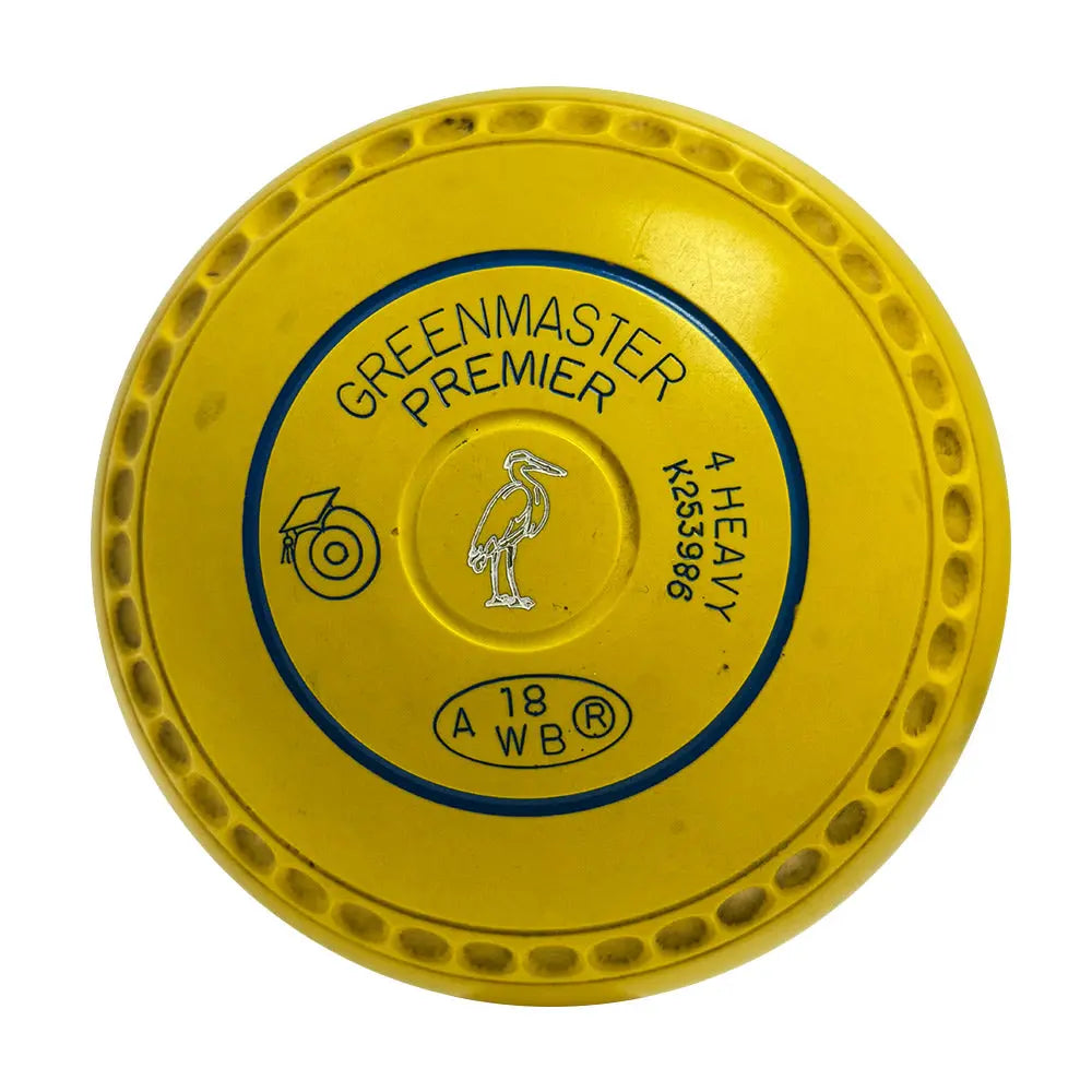 Greenmaster (Pre-Owned) Premier Lawn Bowls Size 4 Heavy Gripped - Yellow -K253986 Greenmaster