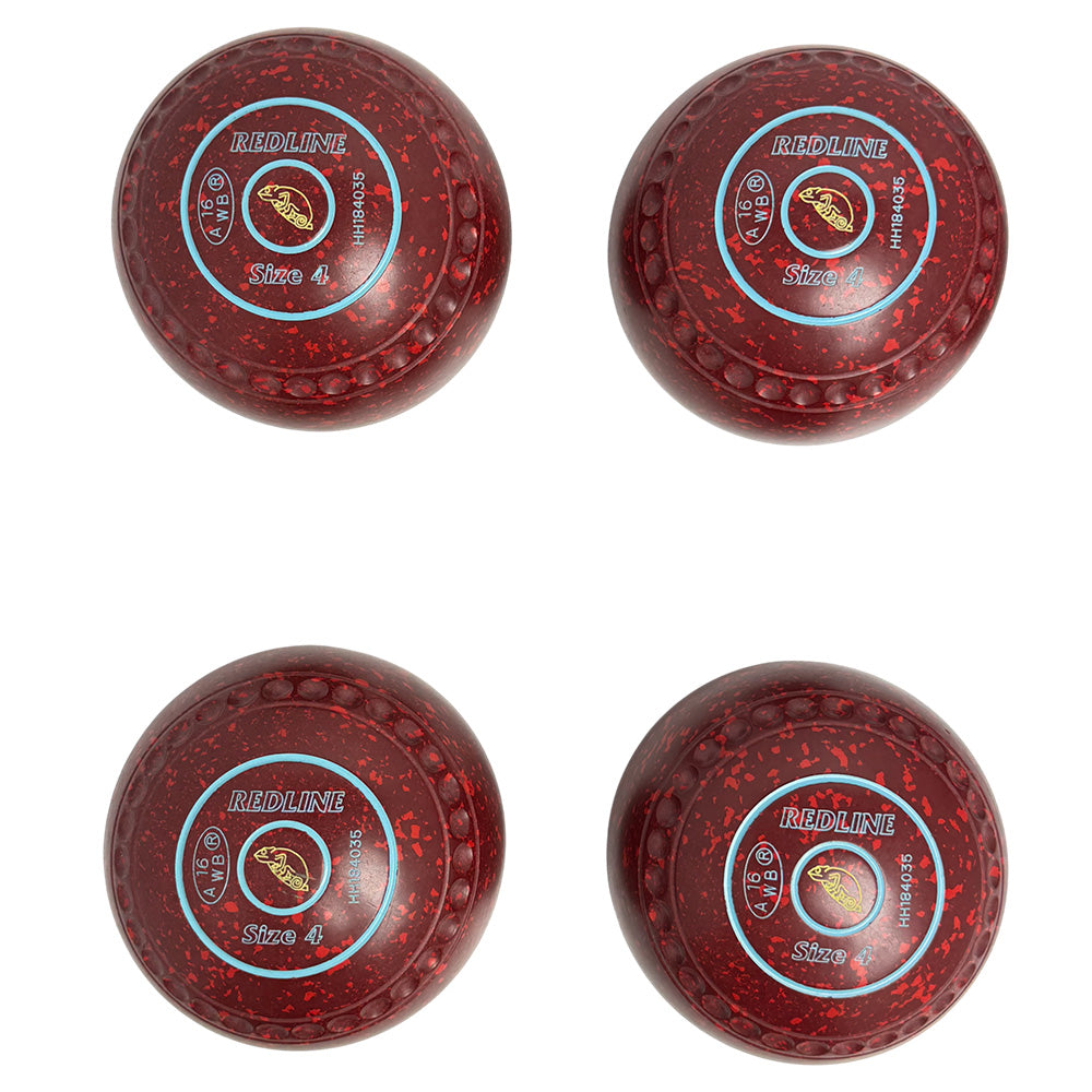 Taylor (Pre-Owned) Redline Lawn Bowls Size 4 Heavy Gripped Maroon/Red - HH184035