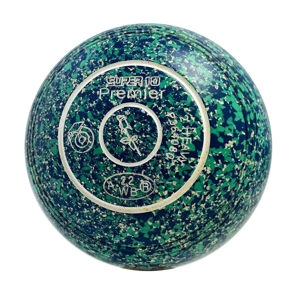 Greenmaster (Pre-Owned) Super 10 Premier Lawn Bowls Size 2 Heavy Non-Gripped - Lime/Blue Speckle - Bowls City
