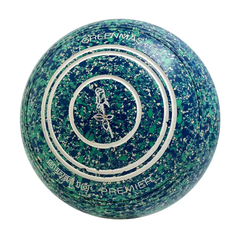 Greenmaster (Pre-Owned) Super 10 Premier Lawn Bowls Size 2 Heavy Non-Gripped - Lime/Blue Speckle - Bowls City