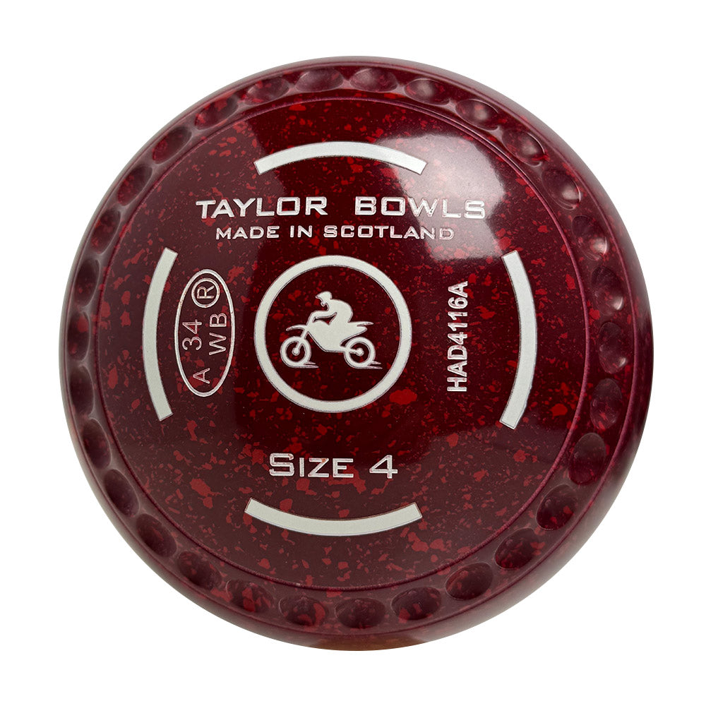 Taylor SR Lawn Bowls Size 4 Heavy Gripped Maroon/Red - HAD4116A
