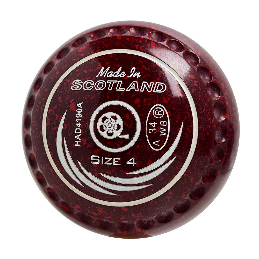Taylor SRV Lawn Bowls Size 4 Heavy Gripped Maroon/Red - HAD4190A