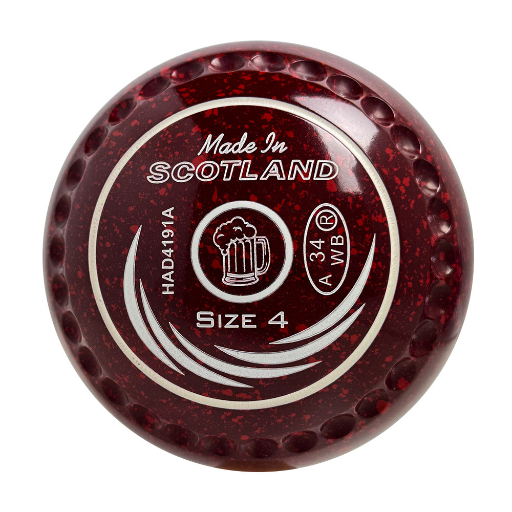 Taylor SRV Lawn Bowls Size 4 Heavy Gripped Maroon/Red - HAD4191A