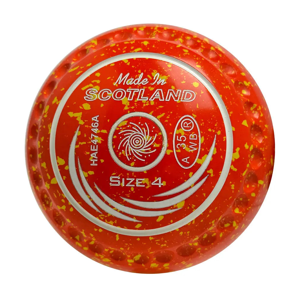 Taylor SRV Lawn Bowls Size 4 Heavy Gripped Orange/Yellow - HAE4746A