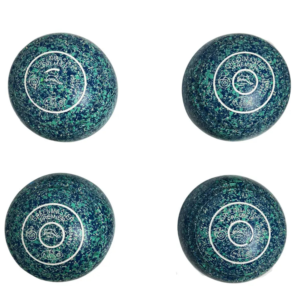 Greenmaster (Pre-Owned) Premier Lawn Bowls Size 1 Heavy Gripped - Lime/Blue - P364943 - Bowls City