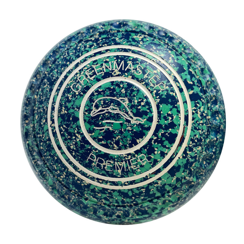 Greenmaster (Pre-Owned) Premier Lawn Bowls Size 1 Heavy Gripped - Lime/Blue - P364493