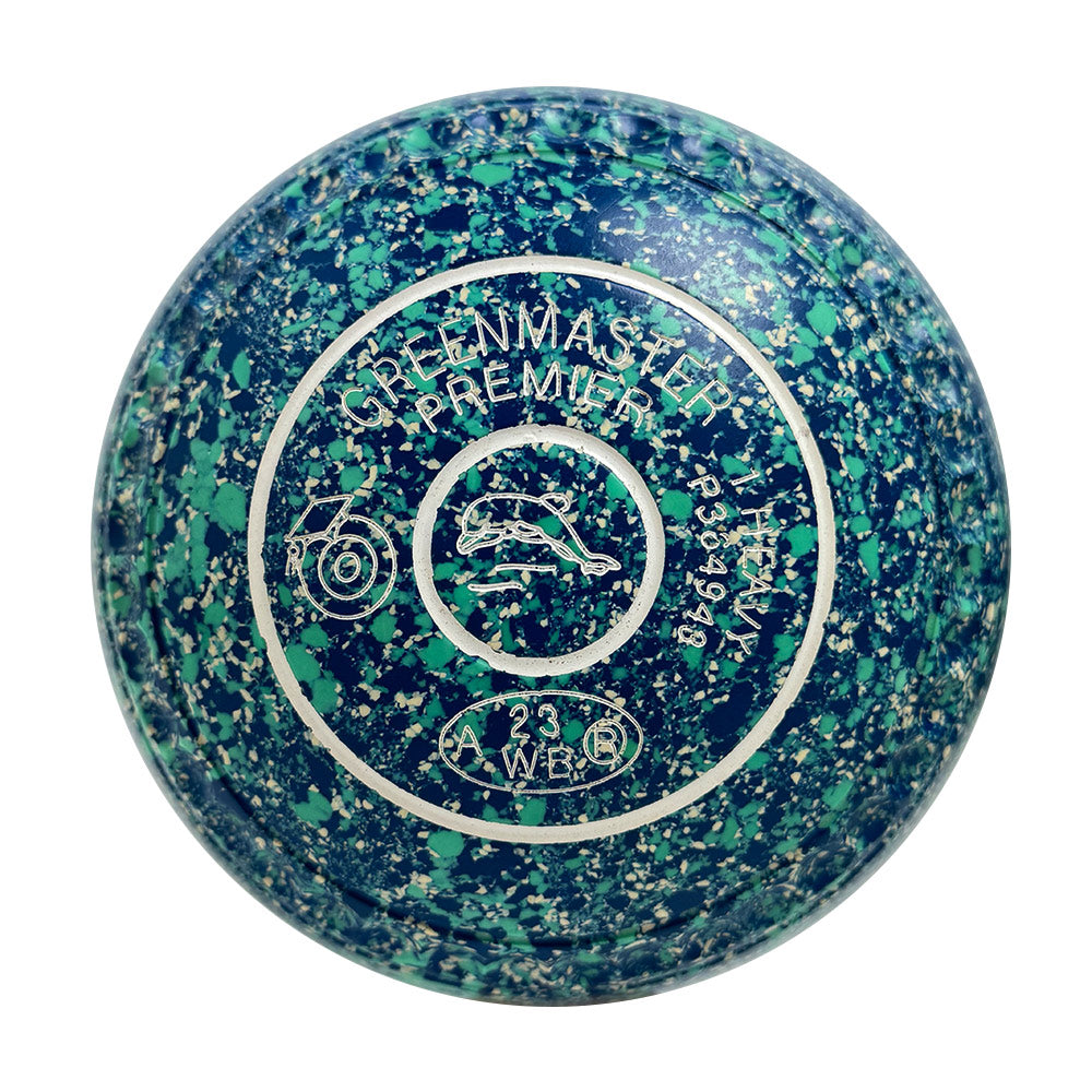 Greenmaster (Pre-Owned) Premier Lawn Bowls Size 1 Heavy Gripped - Lime/Blue - P364493