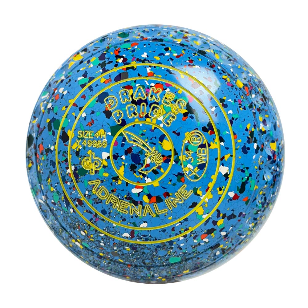 Drakes Pride Adrenaline Lawn Bowls Size 4 Heavy Gripped Sky Blue/Harlequin Y4-9959