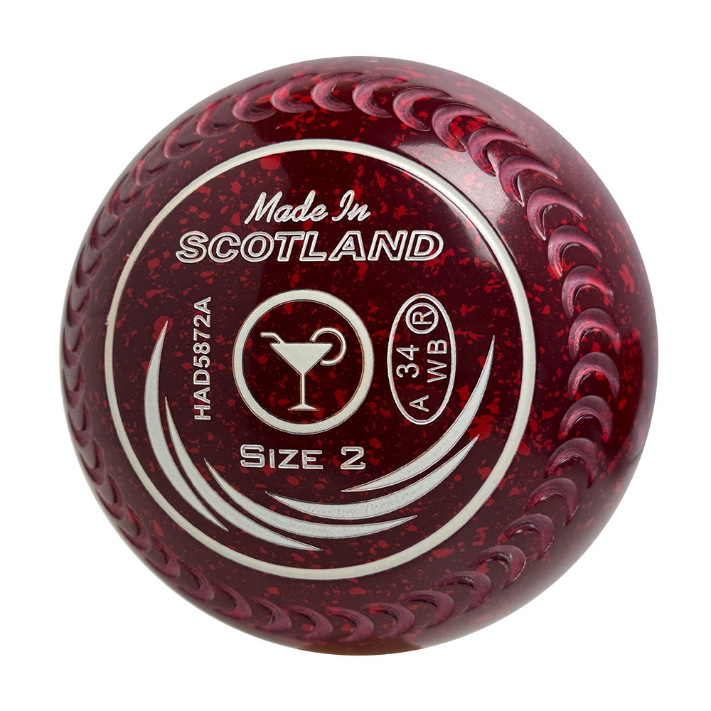 Taylor SRV Lawn Bowls Size 2 Heavy Gripped Maroon/Red - HAD5872A