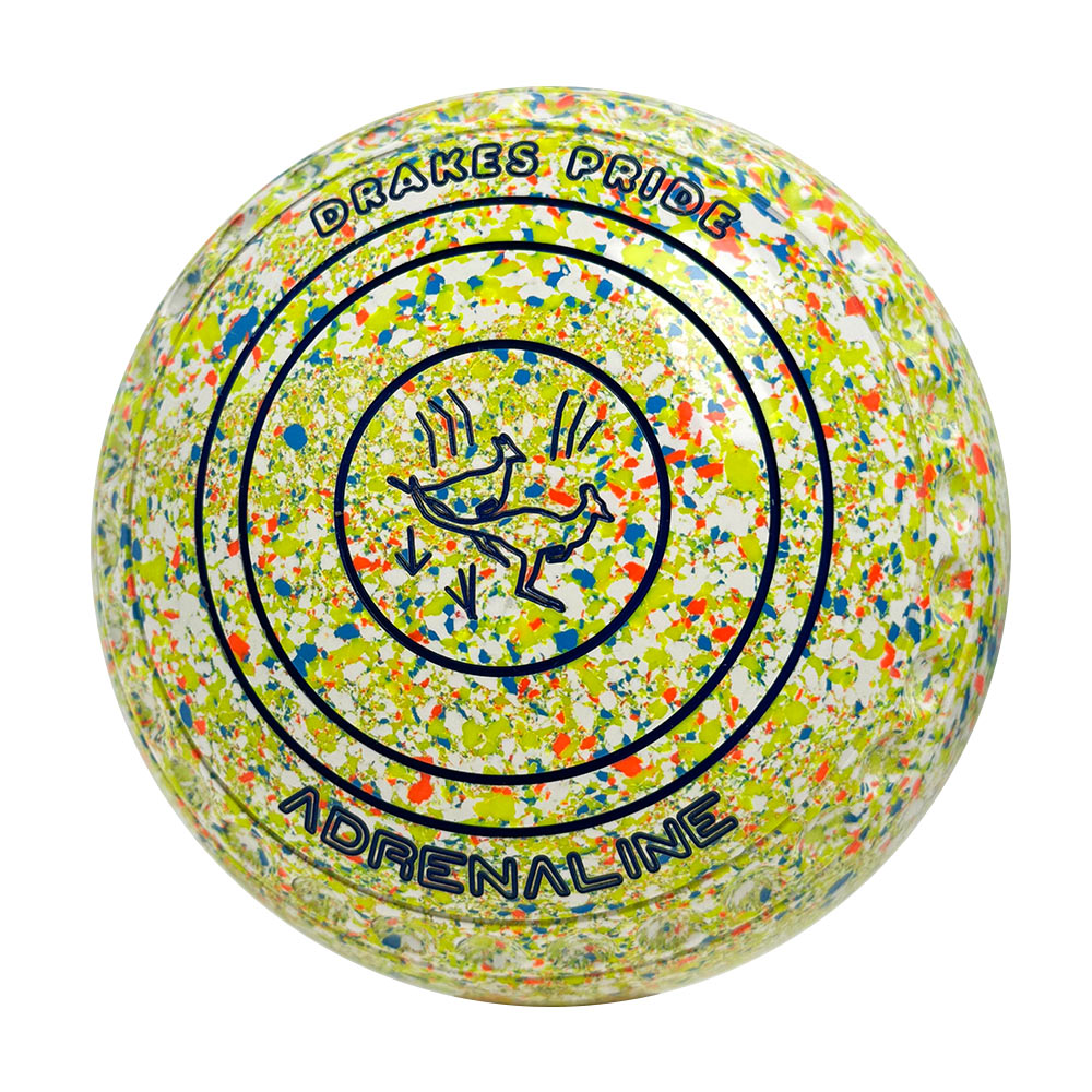 Drakes Pride Adrenaline Lawn Bowls Size 3 Heavy Gripped White Flouro/Harlequin  Y5-9957