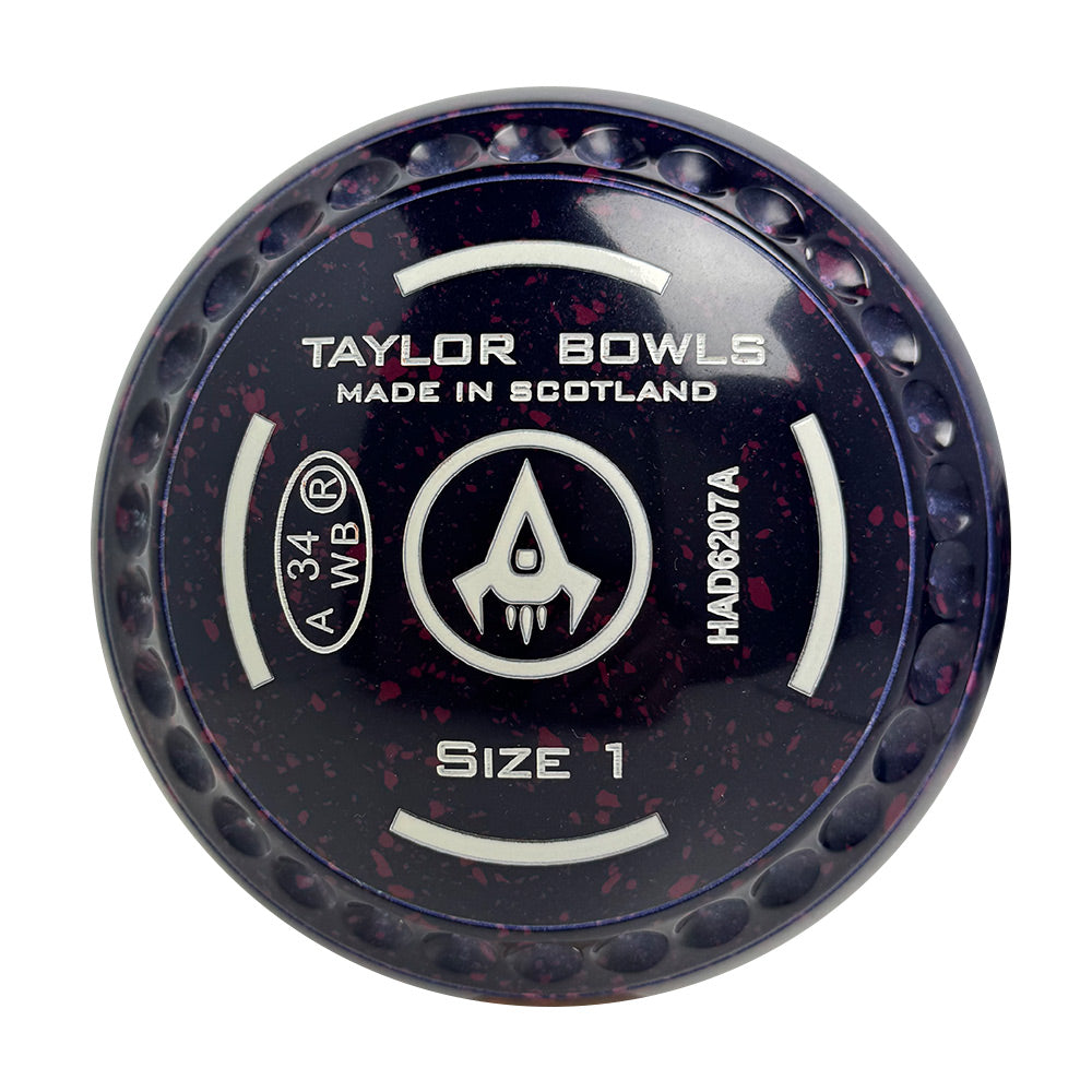 Taylor SR Lawn Bowls Size 1 Heavy Gripped Dark Blue/Magenta - HAD6207A