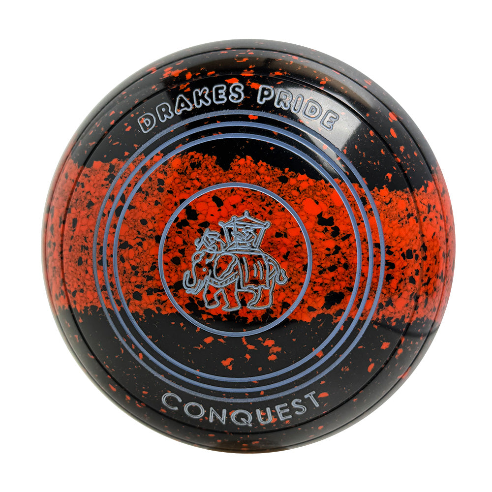 Drakes Pride Conquest Lawn Bowls Size 3 Non-Gripped Tri-Band Black/Orange X4-6206