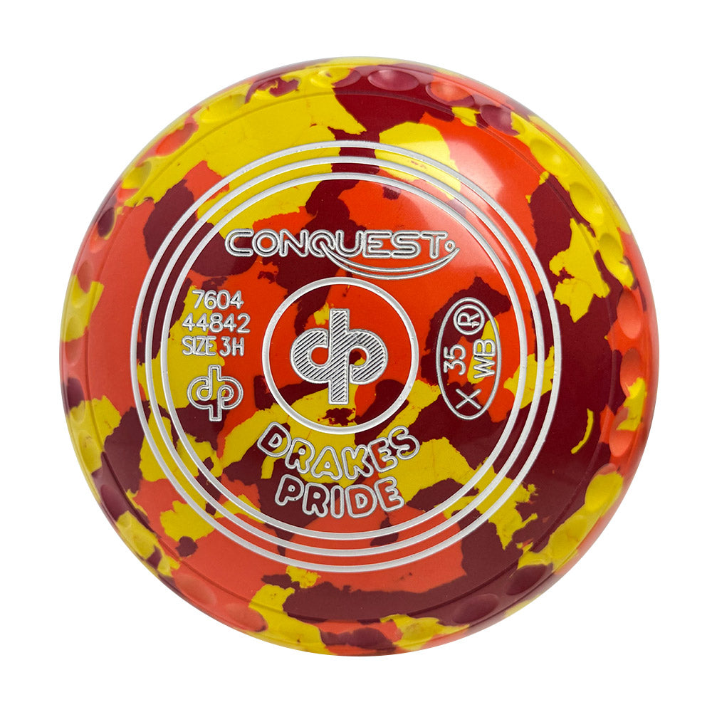 Drakes Pride Conquest Lawn Bowls Size 3 Heavy Gripped - Camo Lava - 7604-44842