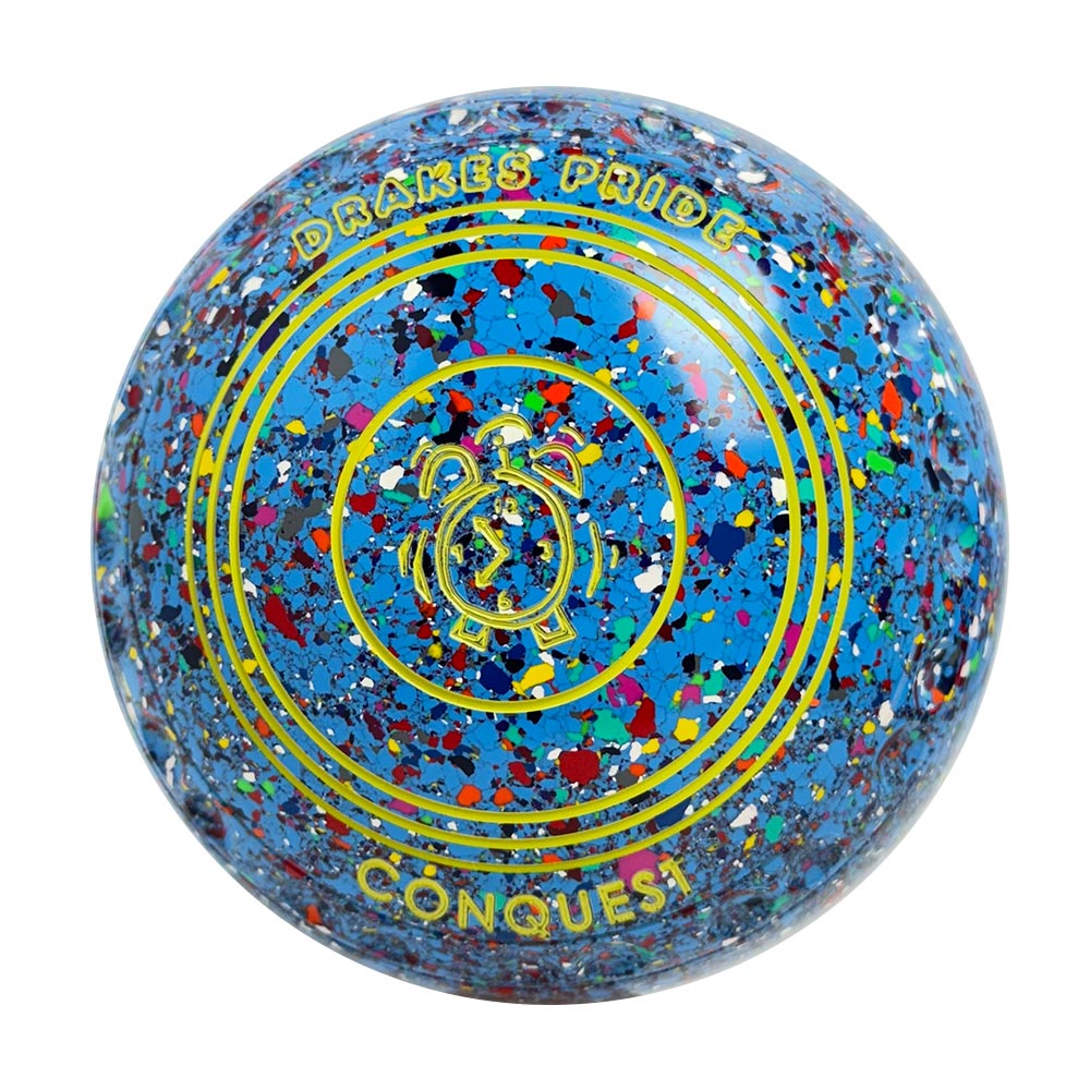 Drakes Pride Conquest Lawn Bowls Size 0 Heavy Gripped Sky Blue/Harlequin X0-7742