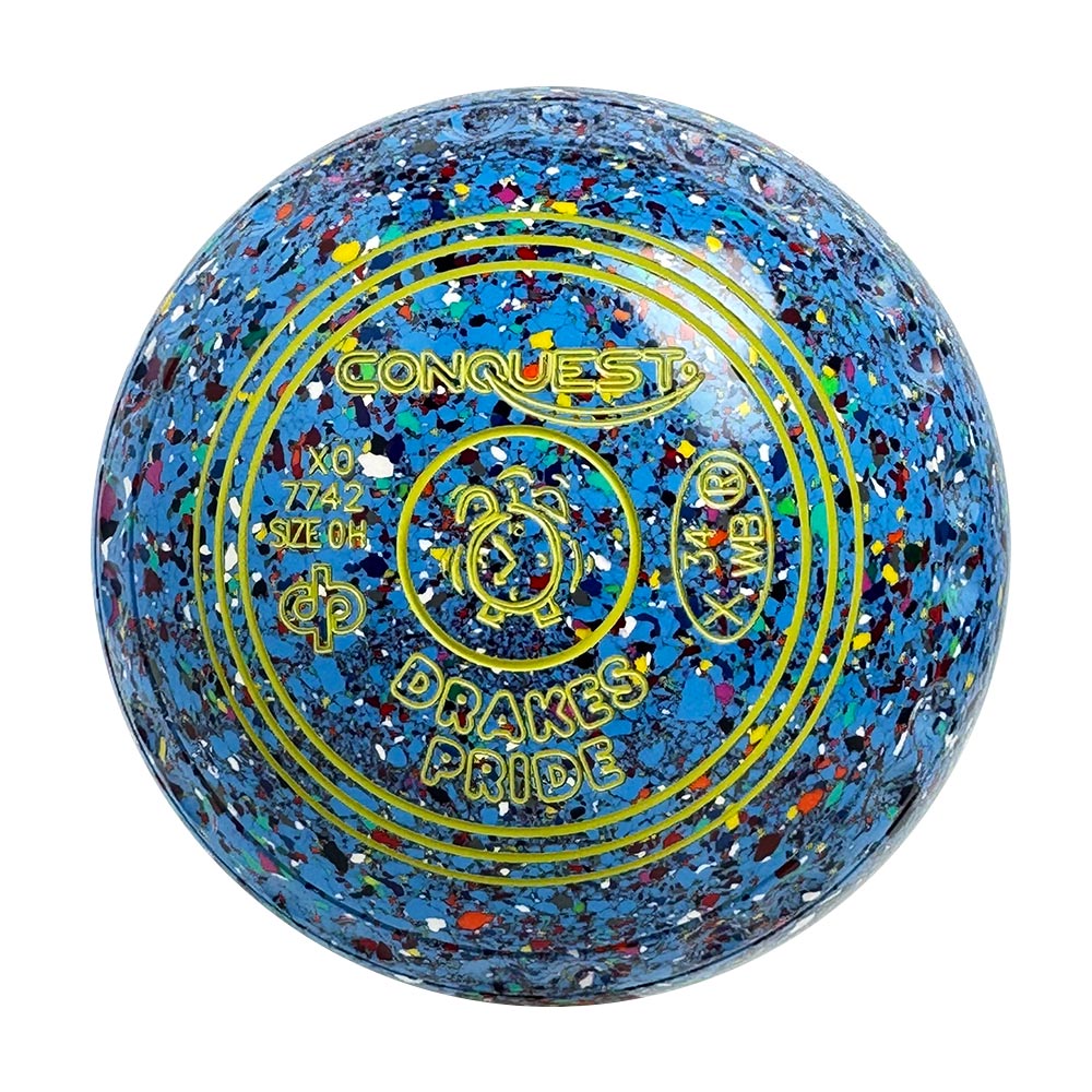 Drakes Pride Conquest Lawn Bowls Size 0 Heavy Gripped Sky Blue/Harlequin X0-7742
