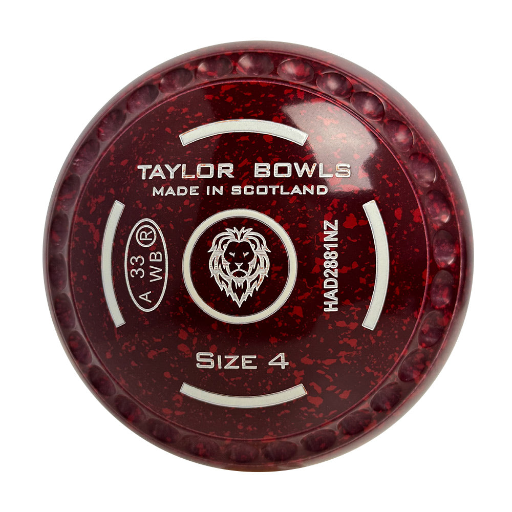 Taylor Redline SR Lawn Bowls Size 4 Heavy Gripped Maroon/Red - HAD2881NZ