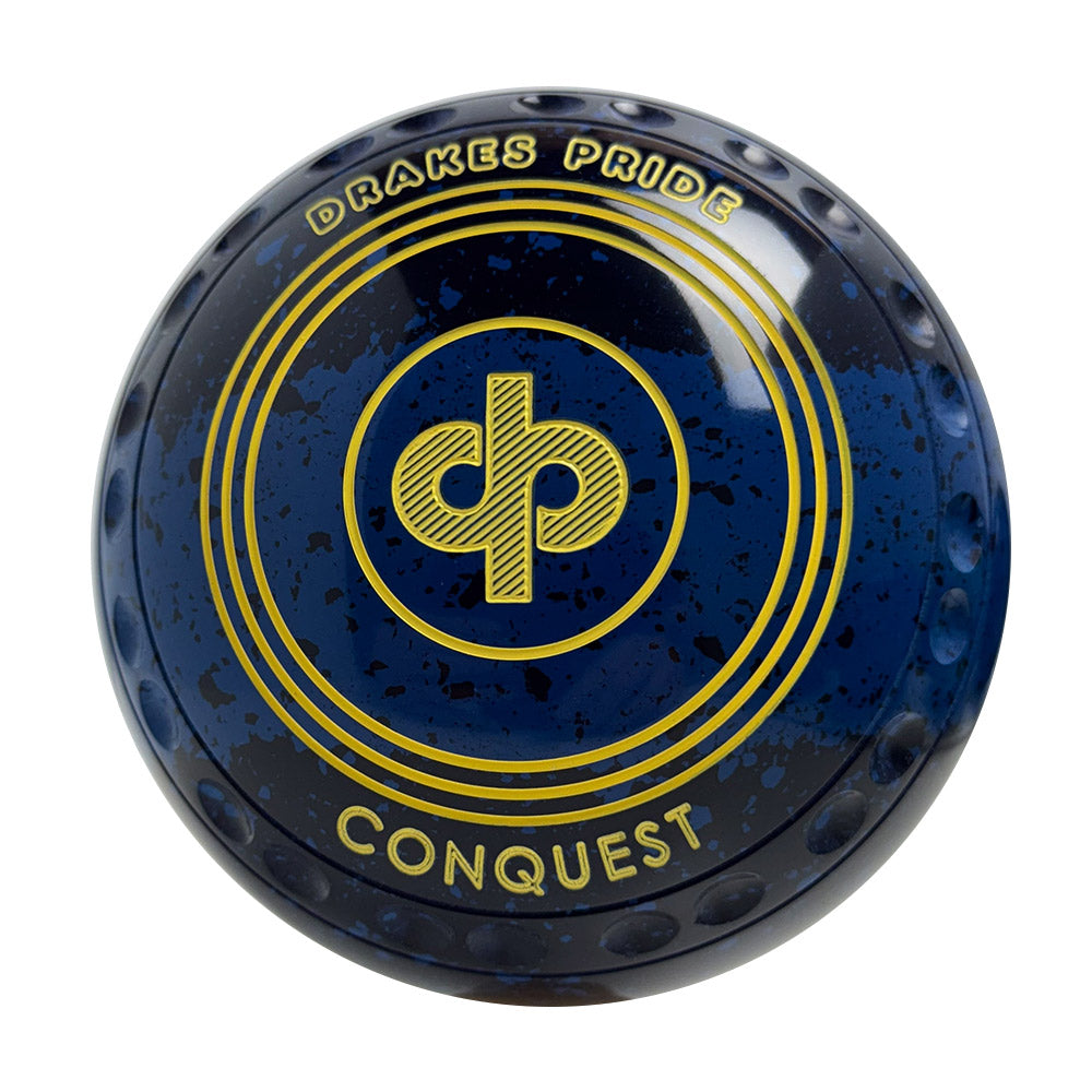 Drakes Pride Conquest Lawn Bowls Size 3 Heavy Gripped Tri-Band Dark Blue/Blue X3-8725