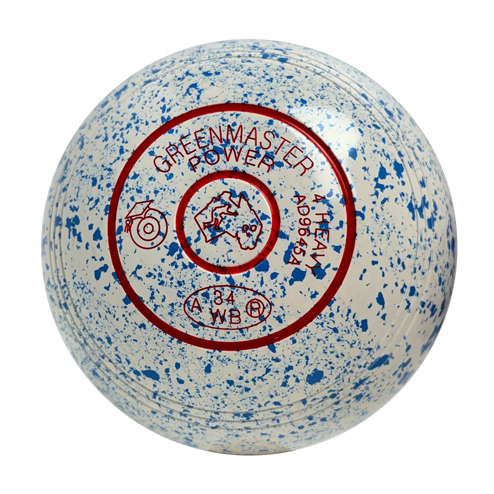 Greenmaster Power Lawn Bowls Size 4 Heavy Gripped White/Blue - AD9645A