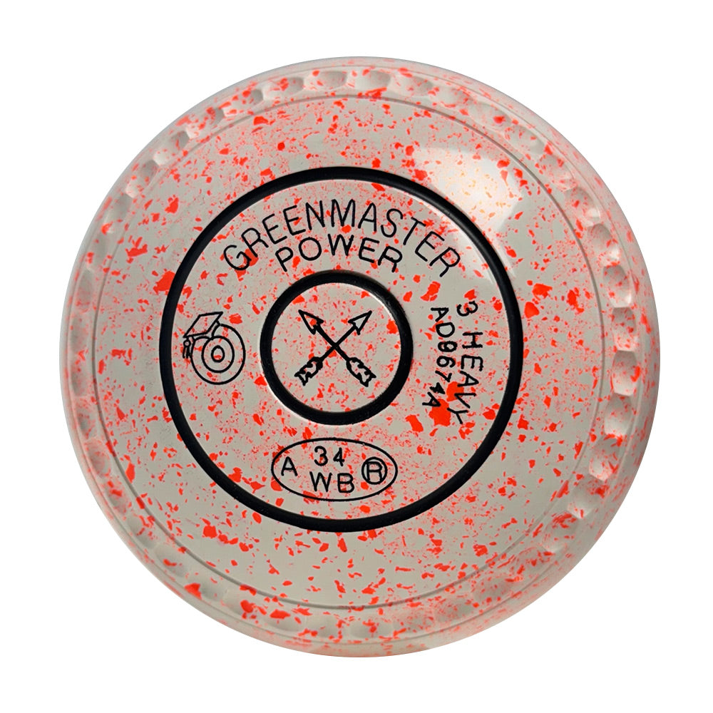 Greenmaster Power Lawn Bowls Size 3 Heavy Gripped White/Orange - AD9674A