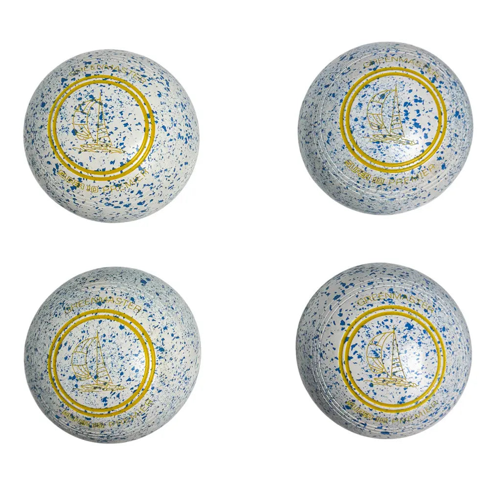 Greenmaster (Pre-Owned) Super 10 Premier Lawn Bowls Size 3 Heavy Non-Gripped - White/Blue - AD9694A Greenmaster