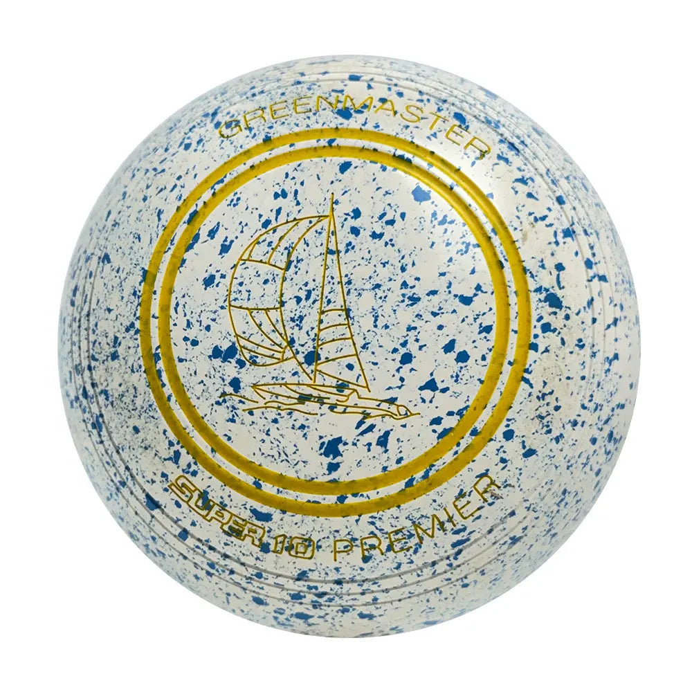 Greenmaster (Pre-Owned) Super 10 Premier Lawn Bowls Size 3 Heavy Non-Gripped - White/Blue - AD9694A Greenmaster