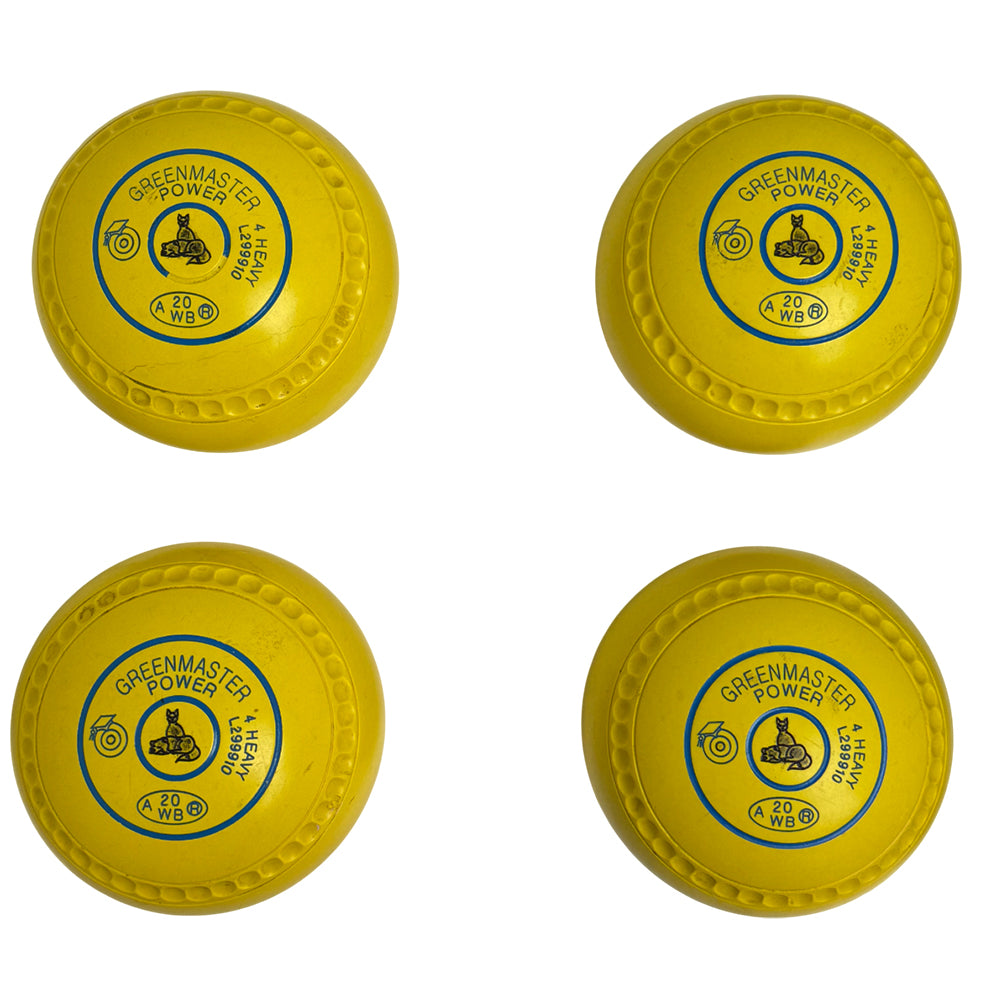 Greenmaster (Pre-Owned) Power Lawn Bowls Size 4 Heavy Gripped - Yellow - L299910