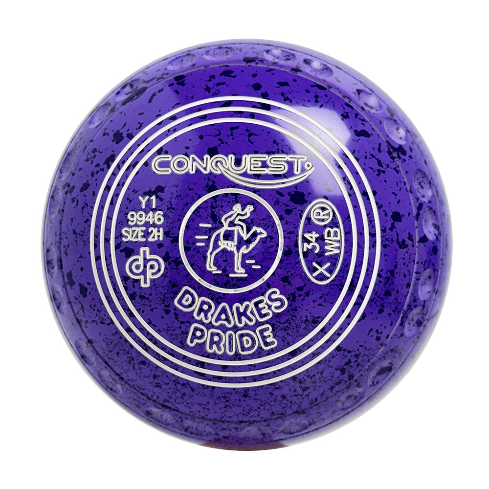 Drakes Pride Conquest Lawn Bowls Size 2 Heavy Gripped Light Purple/Dark Purple Y1-9946