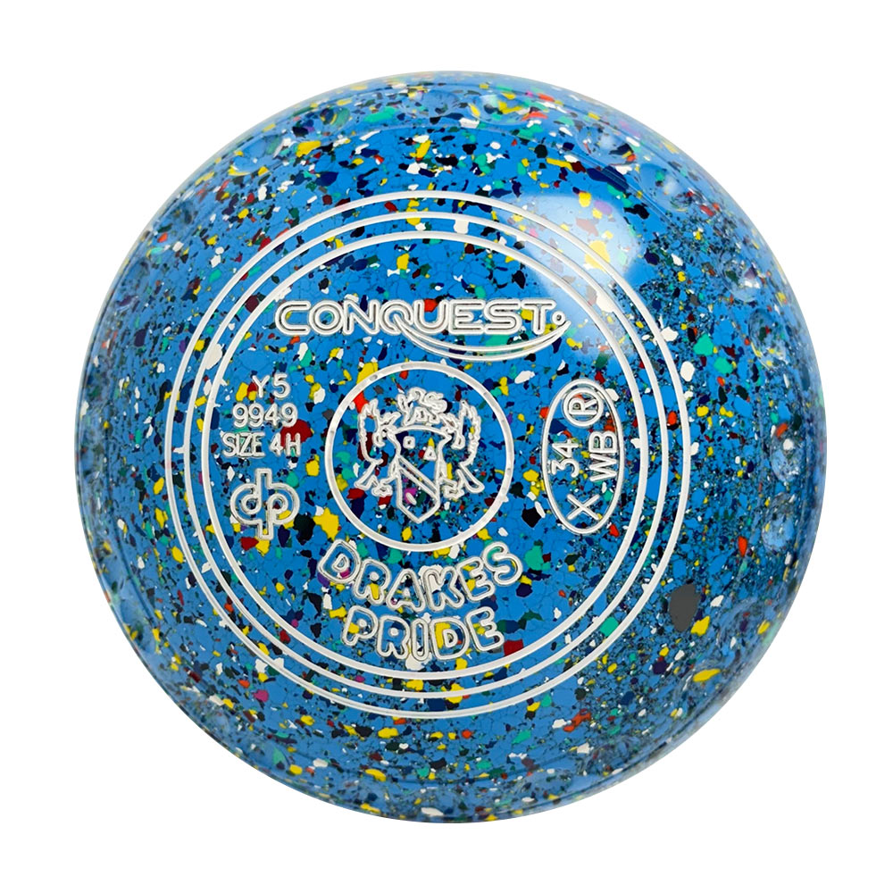 Drakes Pride Conquest Lawn Bowls Size 4 Heavy Gripped Sky Blue/Harlequin Y5-9949