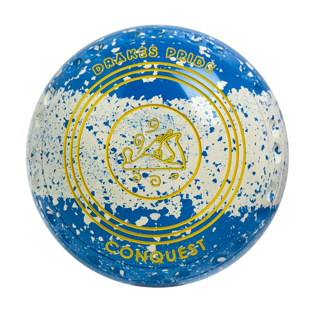Drakes Pride Conquest Lawn Bowls Size 4 Heavy Gripped Tri-Band Sky Blue/White Y6-9973