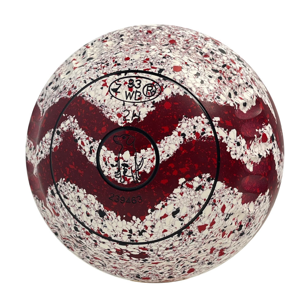 Aero Optima Lawn Bowls 2 Heavy Enhance Grip Snow/Maroon Swirl - 239463