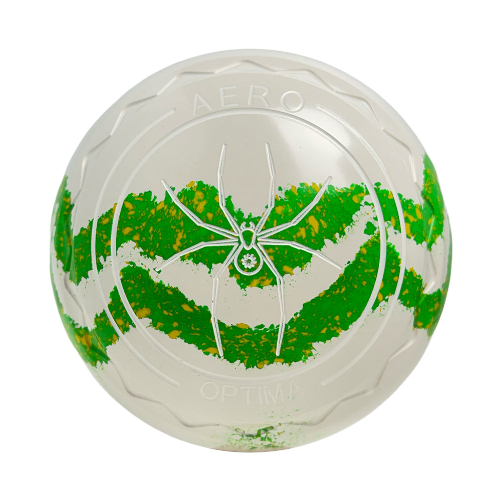 Aero Optima Lawn Bowls 4 Heavy Z-Scoop White/Lime Swirl -  240996