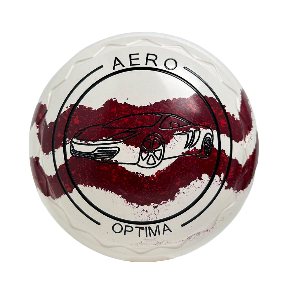 Aero Optima Lawn Bowls 4 Heavy Z-Scoop White Maroon/Red Swirl - 240998
