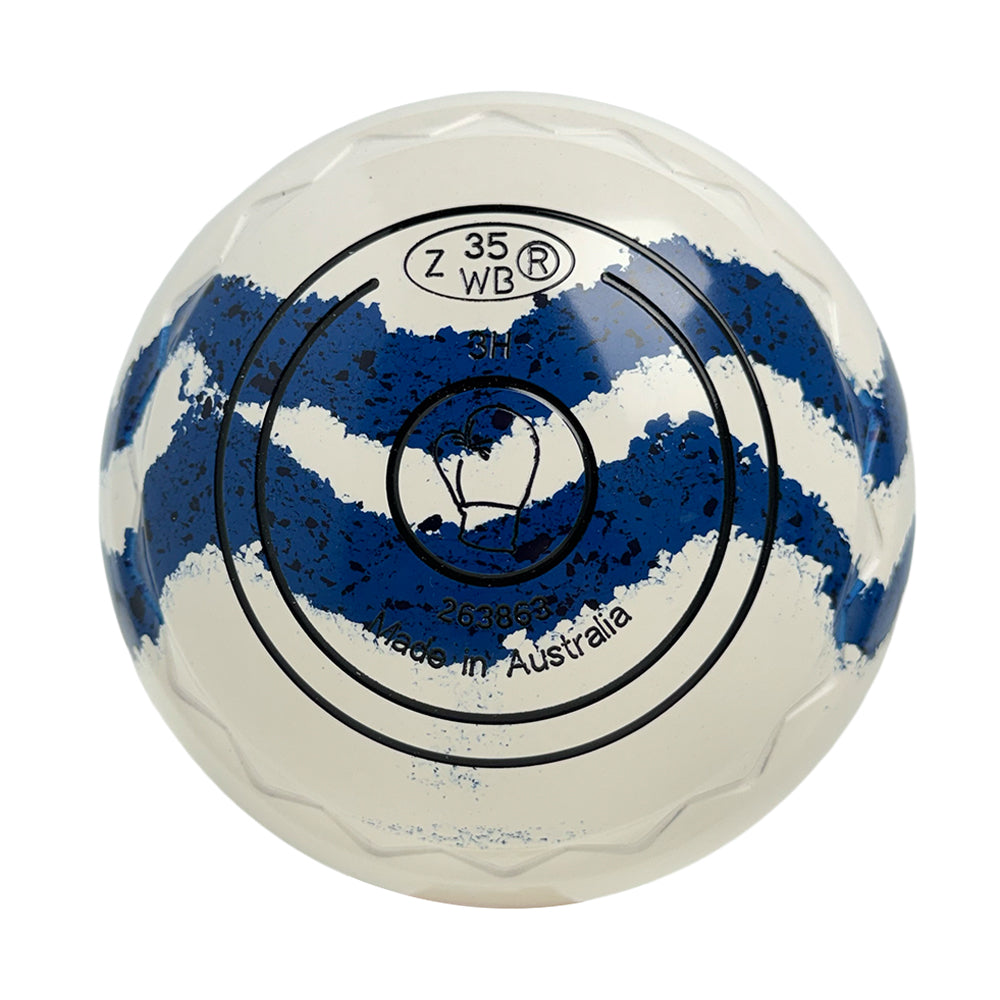 Aero Optima Lawn Bowls 3 Heavy Z Scoop White/Ocean Swirl -263863