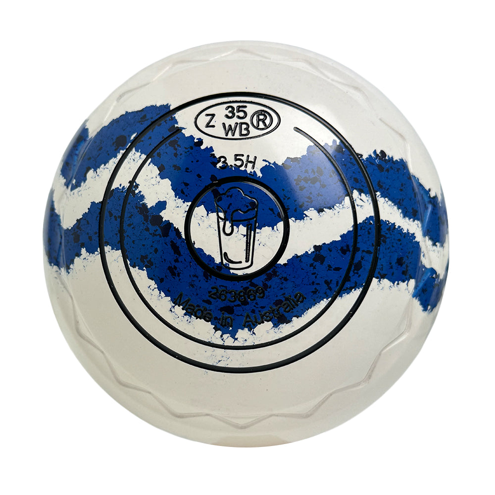 Aero Optima Lawn Bowls 3.5 Heavy Z Scoop White/Ocean Swirl - 263869