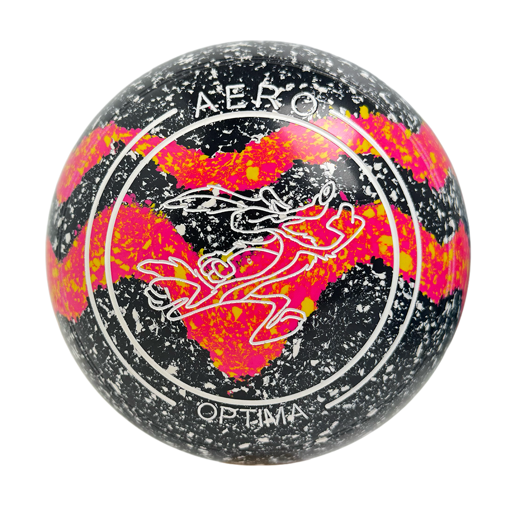 Aero Optima Lawn Bowls 4 Heavy Non-Gripped Onyx/Tequila Sunrise Swirl - 261951